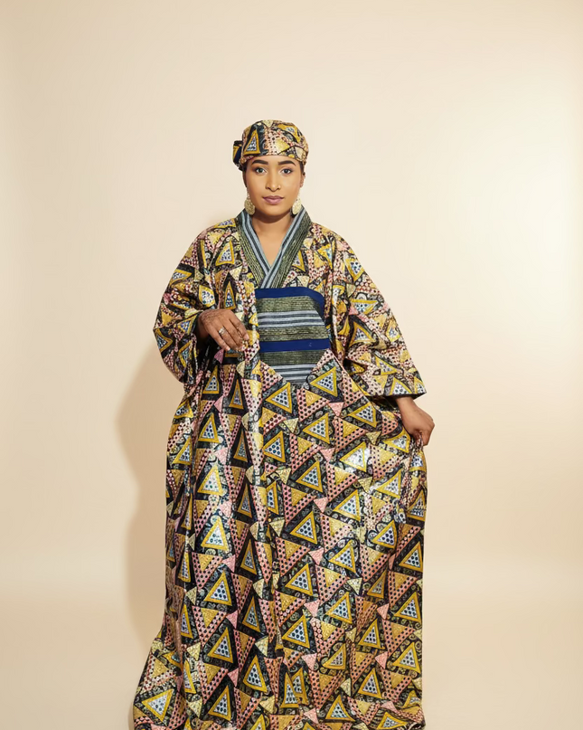 Boubou wax-oké ajokè  - Marron