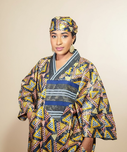 Boubou wax-oké ajokè  - Marron