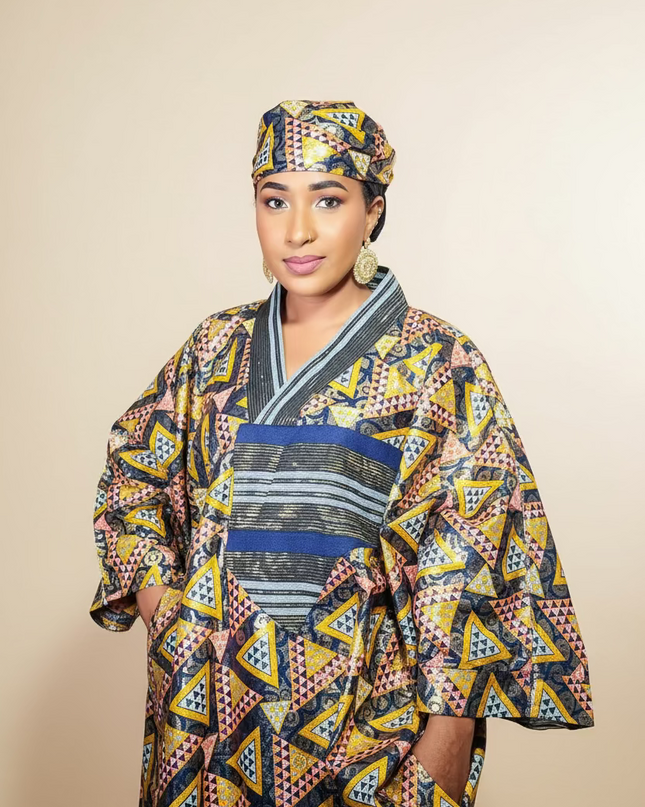 Boubou wax-oké ajokè  - Marron