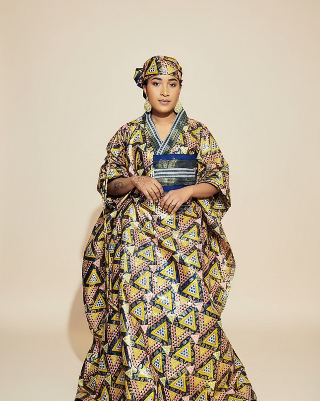 Boubou wax-oké ajokè  - Marron
