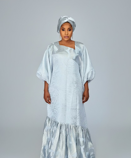 Boubou brocart nigérian - Blanc