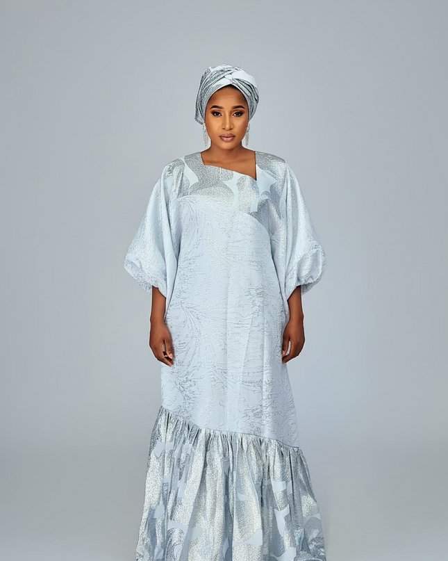 Boubou brocart nigérian - Blanc