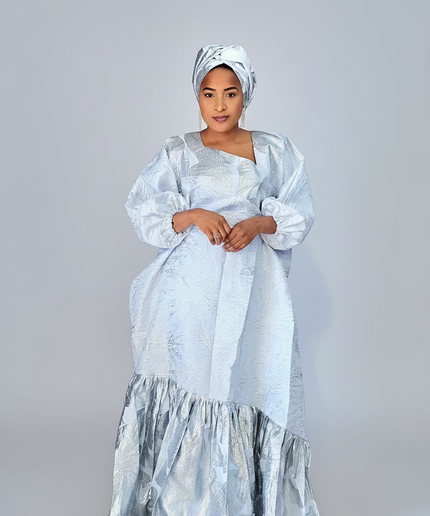 Boubou brocart nigérian - Blanc