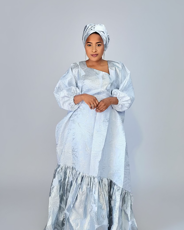 Boubou brocart nigérian - Blanc