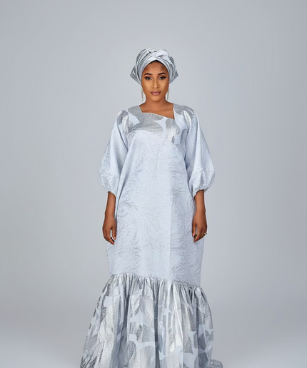 Boubou brocart nigérian - Blanc