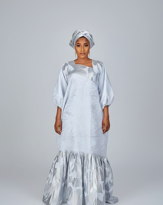 Boubou brocart nigérian - Blanc