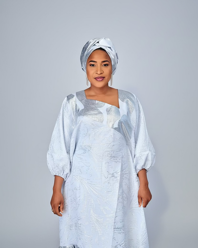 Boubou brocart nigérian - Blanc