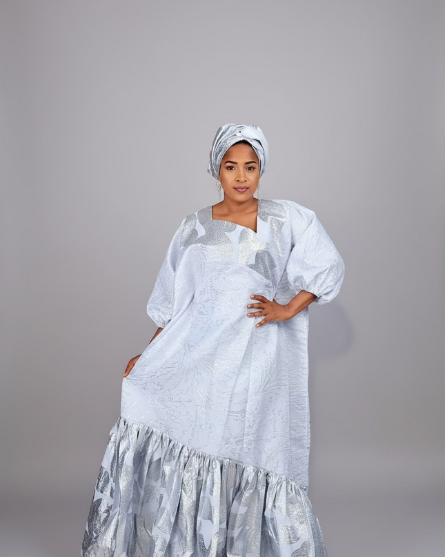 Boubou brocart nigérian - Blanc
