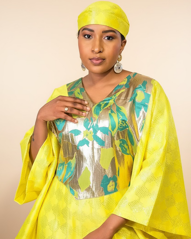 Boubou kaftan mopelola - Jaune