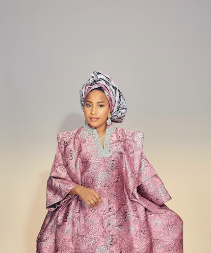 Boubou brocart aoua - Rose