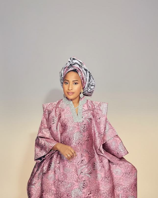 Boubou brocart aoua - Rose