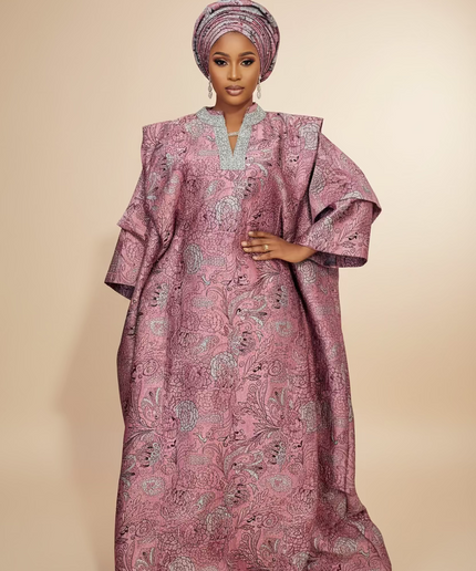 Boubou brocart aoua - Rose