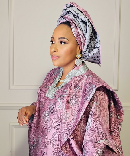 Boubou brocart aoua - Rose