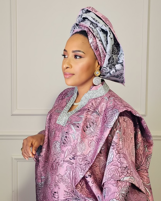 Boubou brocart aoua - Rose