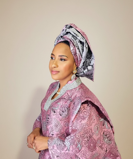 Boubou brocart aoua - Rose