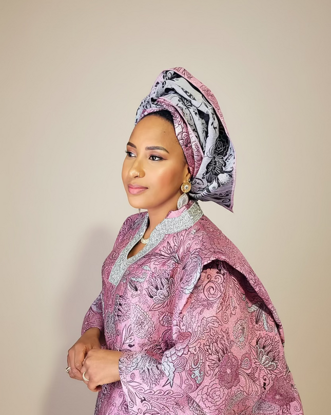 Boubou brocart aoua - Rose
