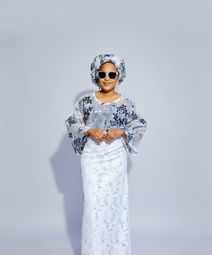 Ensemble anango dentelle brocart - Noir blanc