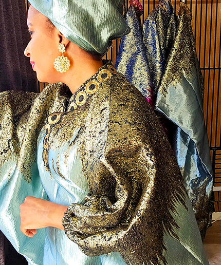 Boubou brocart bicolore - Broderie noir