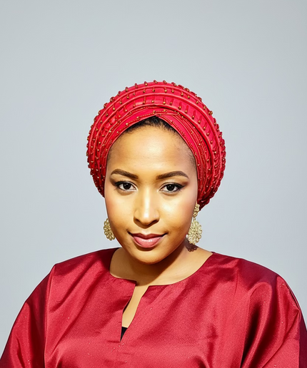 Turban perlé- Rouge