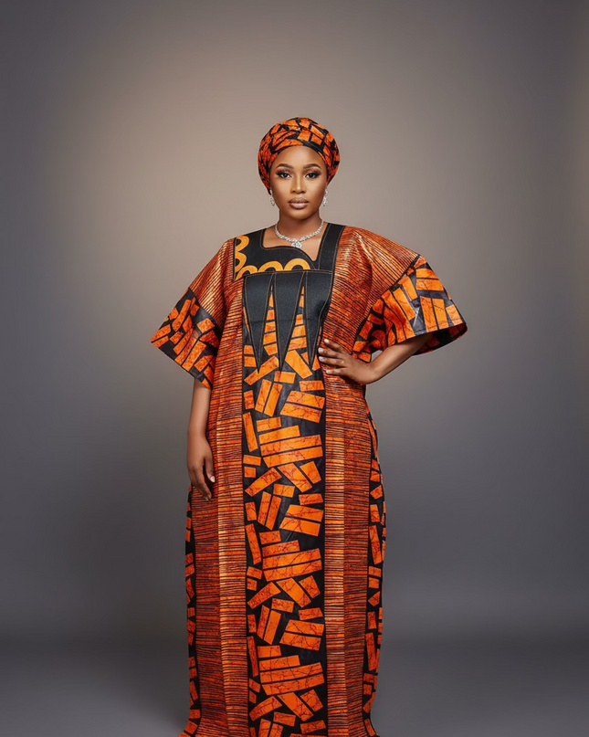 Boubou fanga brodé  - Orange