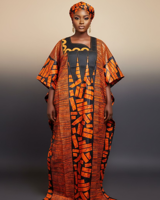 Boubou fanga brodé  - Orange