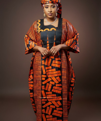 Boubou fanga brodé  - Orange