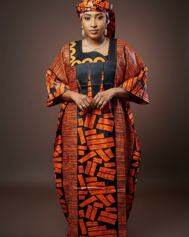 Boubou fanga brodé  - Orange