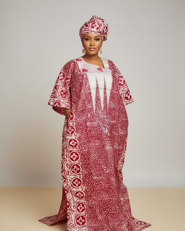 Boubou fanga brodé  - Fuschia