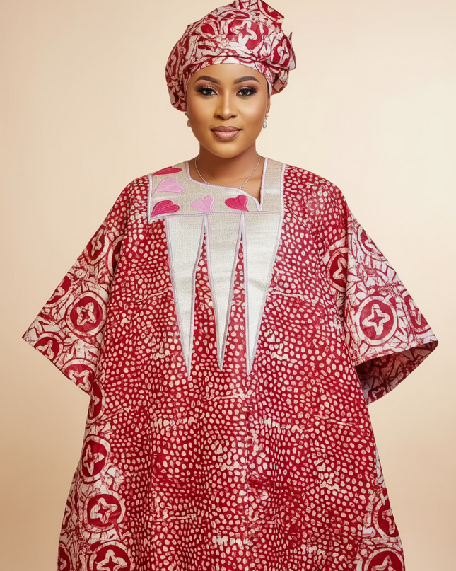 Boubou fanga brodé  - Fuschia
