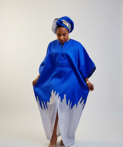 Boubou kaftan hafussa  - Bleu