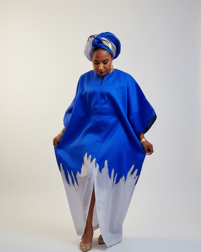 Boubou kaftan hafussa  - Bleu