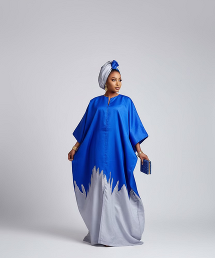 Boubou kaftan hafussa  - Bleu