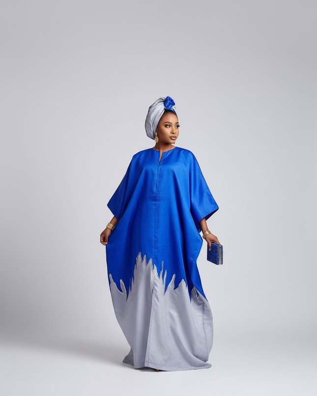 Boubou kaftan hafussa  - Bleu