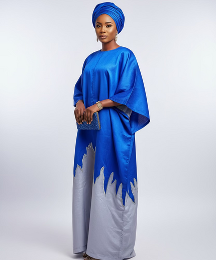 Boubou kaftan hafussa  - Bleu