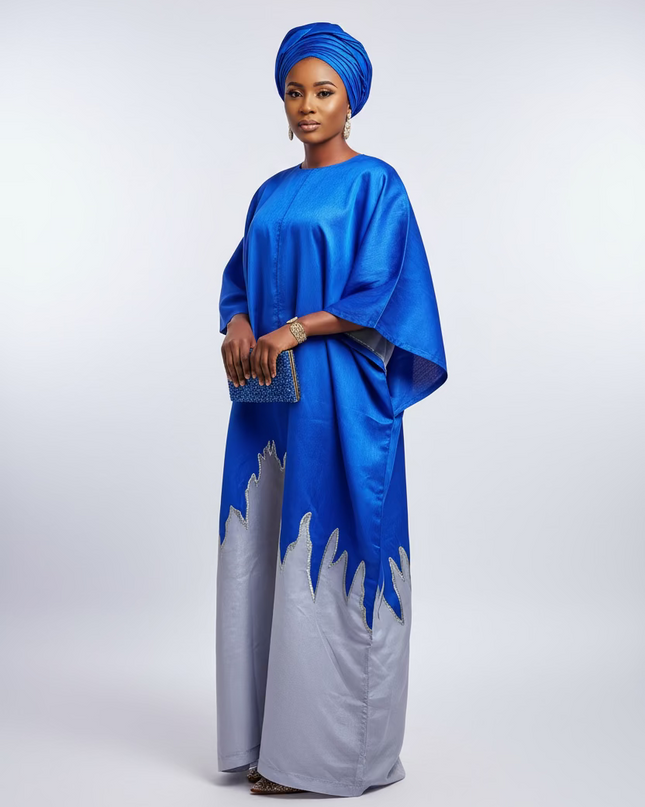 Boubou kaftan hafussa  - Bleu