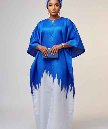 Boubou kaftan hafussa  - Bleu