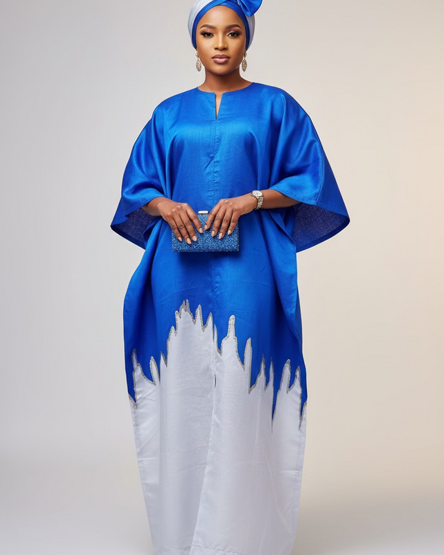 Boubou kaftan hafussa  - Bleu