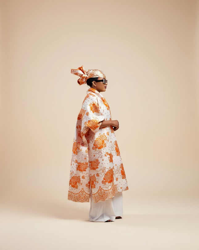Combinaison brocart femme fatale - Orange