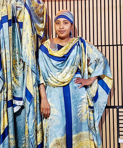 Classy boubou soie - Bleu