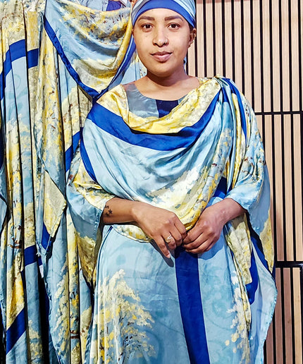 Classy boubou soie - Bleu