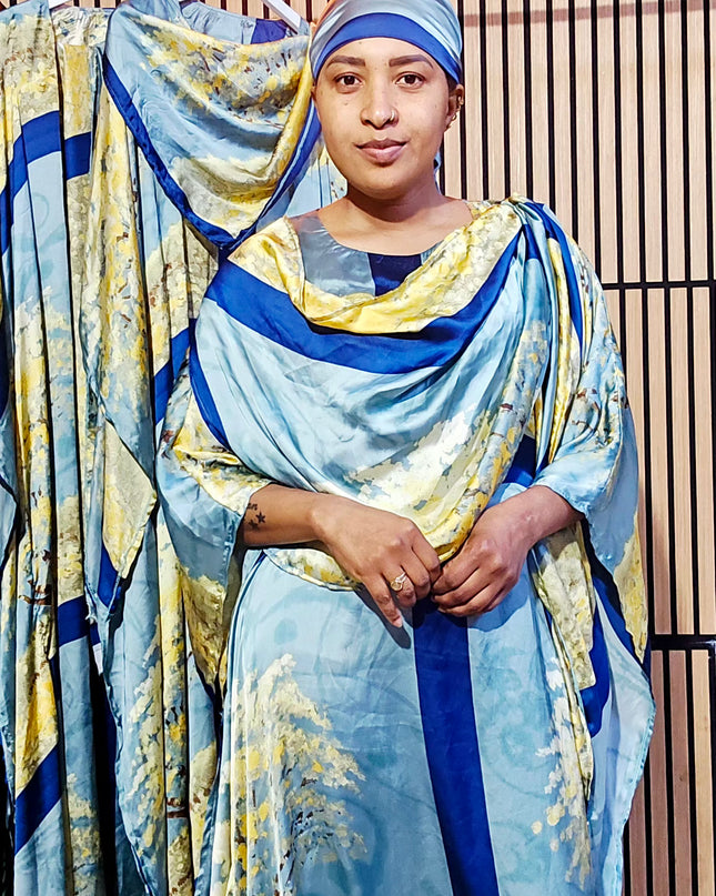 Classy boubou soie - Bleu