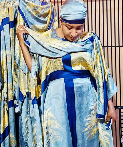 Classy boubou soie - Bleu