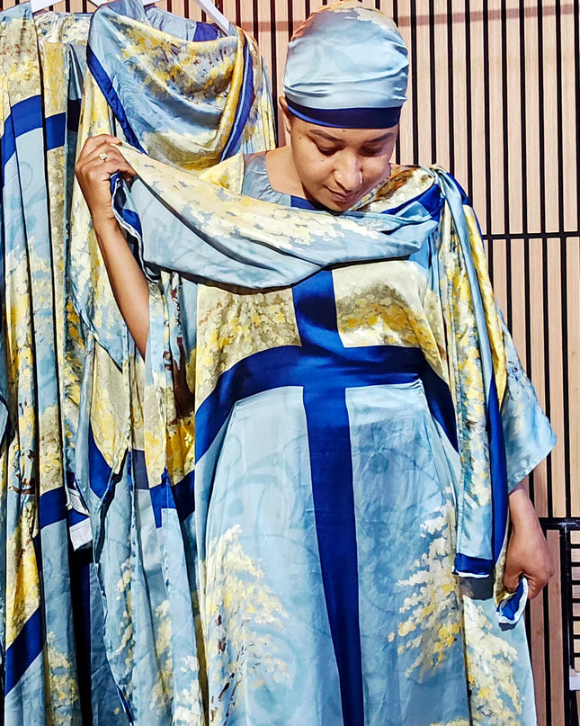 Classy boubou soie - Bleu