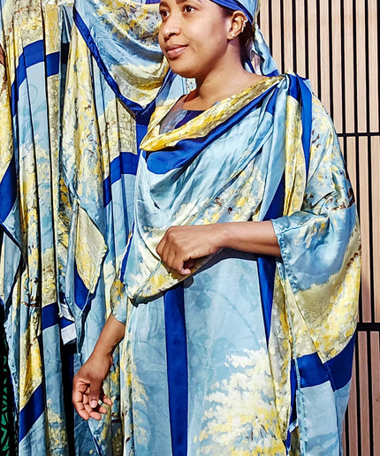 Classy boubou soie - Bleu