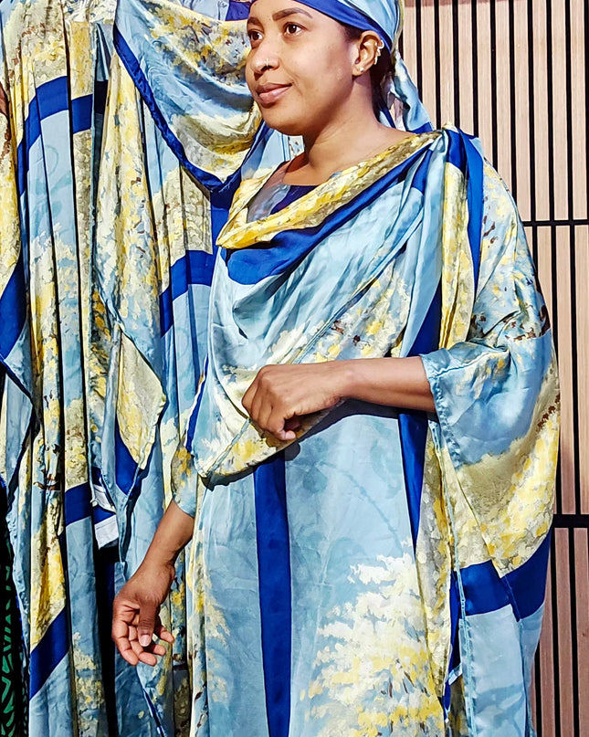 Classy boubou soie - Bleu