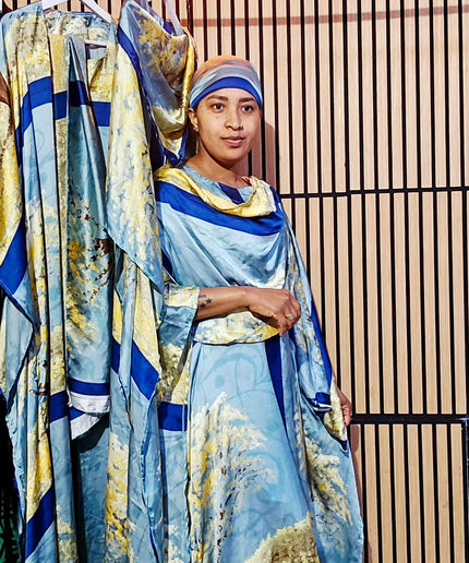 Classy boubou soie - Bleu
