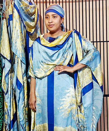 Classy boubou soie - Bleu