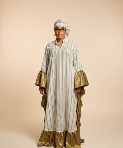 Boubou rayures à froufrous - Gold