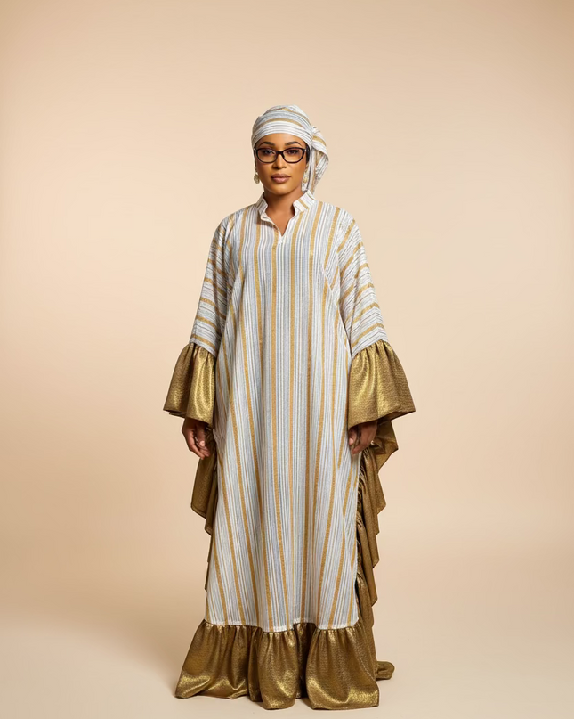 Boubou rayures à froufrous - Gold