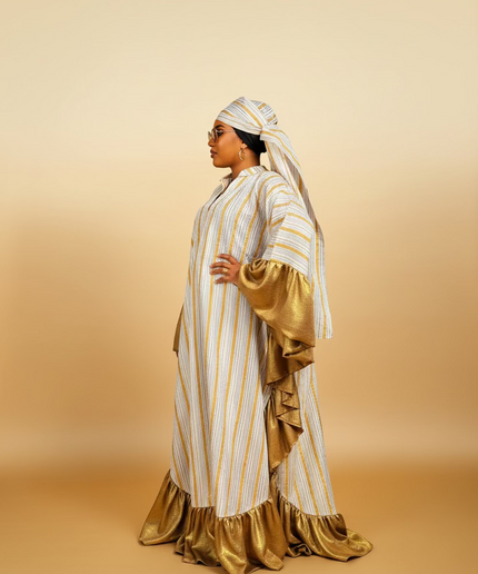 Boubou rayures à froufrous - Gold